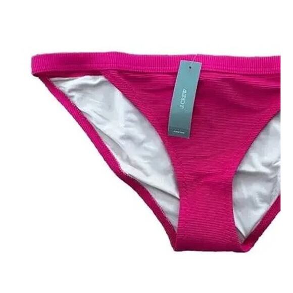 NWT J. Crew Ribbed Trim Hipster Full Coverage High Leg Bikini Bottom 2X Pink - Picture 2 of 13